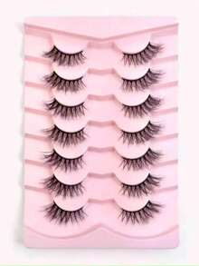 7 Pairs 15mm Cat Eye False Eyelashes - Black - View 1