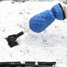 New Car Snow Scraper With Fleece Gloves, Telescopic Aluminum Alloy Ice And Frost Scraper Brush, Car Windshield Snow Brush - Snow Shovel + Gloves - View 14