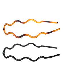 2pcs Resin Wavy Thin Headbands, Minimalist Versatile Face Wash Makeup Hairband, Daily Outing Hair Hoop - Multicolor - View 3