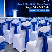48pcs Multi-Functional Satin Chair Back Waistbands, Bowknot Decorative Bands, Chair Back Decoration And Fixing, Suitable For Birthday, Banquet Hall, Hotel Conference Room, Wedding Party, Hotel, Christmas, And Other Party Scene Decoration - Royal Blue - View 1