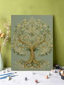 DIY Ornate Golden Tree Of Life (Frameless Or Framed 8x12 / 16x20 Inches) Paint By Numbers Kit (Acrylic) Arts & Crafts For Adult Beginners, Home Wall Decor, And Unique Holiday Gifts For Festive Living - Sets - View 5