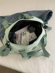 Large Capacity Solid Color Travel Bag For Storing Waterproof And Minimalist Men's And Women's Travel Bags - Green - View 4
