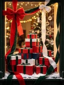 6/3pcs Christmas Red & Green Ribbon, Bow Decoration Ribbon Roll, Christmas Gift Wrapping Ribbon, Holiday Party Home Decor Supplies, Atmosphere Creating Supplies, Suitable For Christmas Gift Wrapping, Wreaths, Handicrafts And Home Decor - Multicolor - View 8