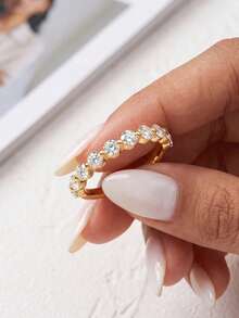 1pc Moissanite Ring Classic Style 2mm Round Brilliant Cut Milgrain Band Suitable For Women's Daily Wear And Wedding - Round Diamond Beaded Moissanite Ring - View 8