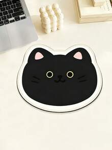 Cute Cat Mouse Pad, Non-Slip Rubber Bottom Stitched Edge Mouse Pad, Cartoon Black Cat Shaped Mouse Pad, Suitable For Women, Girls Desktop Keyboard Mouse Pad, Office And Home Use - View 3