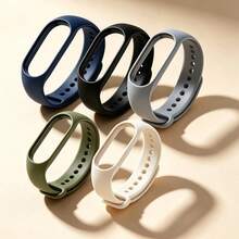 5pcs/2pcs Tali Jam Tangan Silikon Lembut Warna Polos Netral, Kompatibel dengan Mi Band 7/6/5/4/3 Gelang Olahraga, Aksesori Gelang Pengganti, Hadiah - MultiWarna - View 9