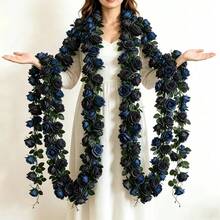 1/3pcs Artificial Rose Vine Wedding Venue Decoration, Home Bedroom, Living Room, Bathroom Wall Hanging Decor, Outdoor Garden School Birthday Party Supplies, Valentine's Day Decoration, New Year, Valentine's Day Gift, Graduation Ceremony - Black - View 4
