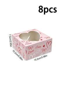 8pcs/12pcs/24pcs Valentine Style Hollow Heart Viewable Packaging Boxes Creative Printed Paper Cases For Candy Treats & Gift Storage - View 21