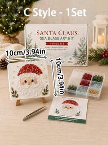 DIY Christmas Glass Mosaic Art Kit, Adult Red Cardinal Sea Glass Handmade Craft | Includes Colored Glass Pieces, Canvas, Glue And Tools, For Handmade Holiday Wall Decor, Relaxing Creative Activity, Gift Idea 10-10cm - Sets - View 10