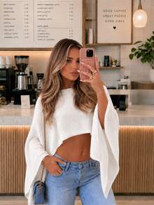 Women's New Summer Cropped Sweater, Suitable For Beach Vacation, Travel And Daily Wear - White Teeth - View 2