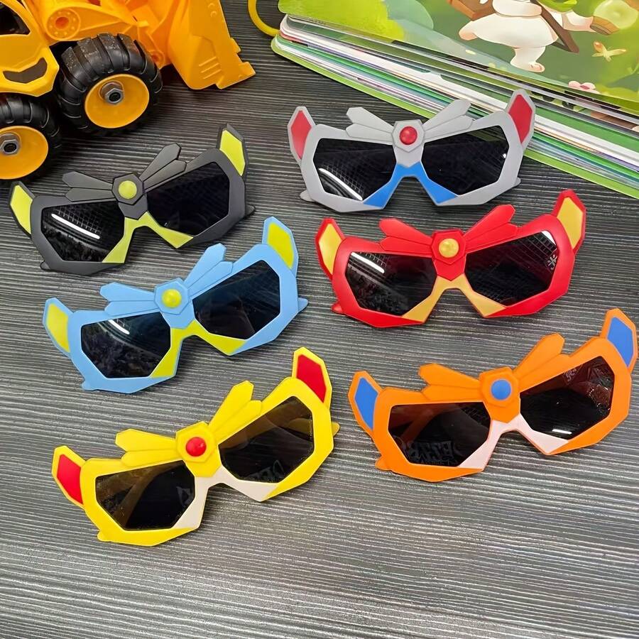 4pcs Creative Cartoon Mecha Style Costume Glasses - Robot Design, Cool & Fashionable, Suitable For Party, Gathering, Holiday Costume Props - Multicolor - View 1