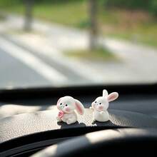 6pcs Random Creative Cute Big Ear Rabbit Car Dashboard Desktop Ornament DIY Car Interior Office Desk Computer Screen Decoration Accessories Holiday Gift - Big-eared Rabbit - View 2