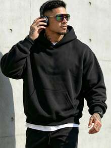 Men's Autumn/Winter Casual Street Style Distressed Washed Tie-Dye Fleece Lined Loose Fit Sweatshirt - Black - View 9
