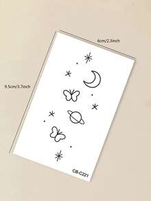 1pc Herbal Juice Semi-Permanent Magic Tattoo Sticker, Moon Butterfly Star Planet Pattern, Long-Lasting 14 Days, No Fading, No Reflection, Temporary Tattoo For Arm, Waist, Abdomen, Back And Body - Blue - View 8