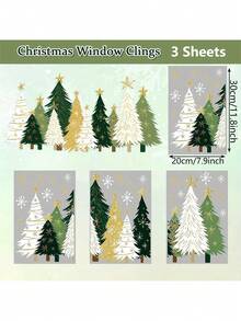 Christmas Window Stickers Decals White Green Gold Christmas Tree Snowflake Reusable Anti-Collision Window Decoration Winter Home Glass Mirror Decoration Room Decor Christmas Decor Christmas Home Decor - Multicolor - View 14