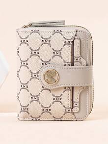 New Litchi Texture Letter Wallet With Multiple Card Slots, Short Compact Women's Purse, Thickened Korean Style Fashion Retro Coin Purse For Women - Apricot - View 5