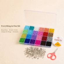 24 Colors Beaded DIY Handmade Kit With Storage Box, 0.5mm Elastic Cord, Scissors, Lobster Clasp, Open Jump Rings, Suitable For Bracelet, Necklace And Jewelry Making - 24 Colors - View 1