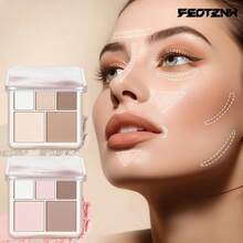 FEOTZNW Palet Kontur & Highlight 3D Light & Shadow, Kontur & Highlight 2-in-1, Efek Rias Wajah Terpahat, Palet Rias Wajah Wanita, Perlengkapan Rias Esensial - Nuansa Merah Muda - X02# Nada Merah Muda - View 2