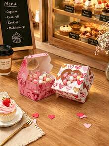 5pcs/10pcs/12pcs/24pcs Romantic Heart‑Window Paper Gift Boxes High‑End Printed Viewable Design Holiday & Party Favor Packaging Storage Cases - View 6