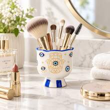 1pc Ceramic Storage Jar, Hand-Painted Ceramic Storage Container, Tableware Organizer, Makeup Tool Storage Box, With Various Colors And Patterns, Suitable For Kitchen Storage, Tableware Organization, Home Decor And Holiday Gifts - View 5