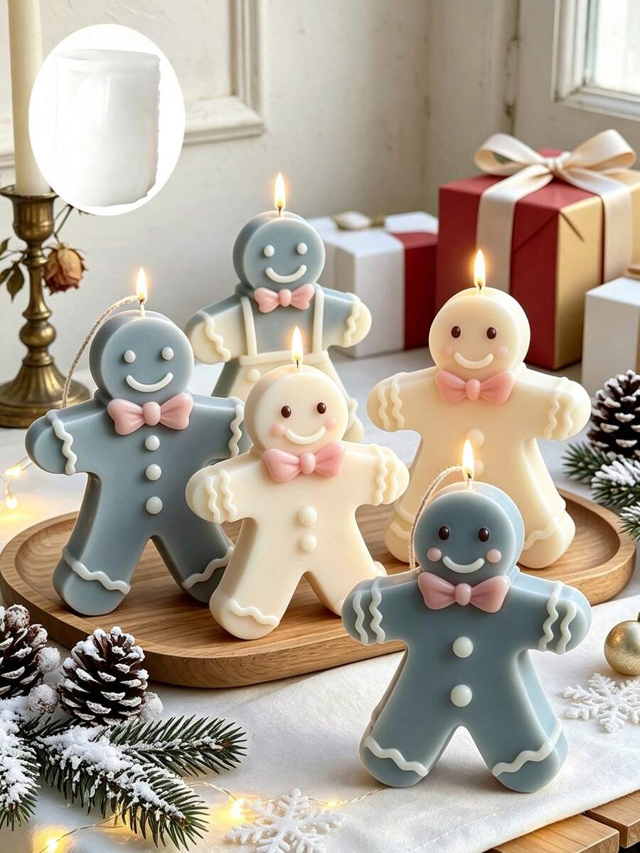 1 buah Cetakan Resin Bentuk Manusia Kue Jahe Natal Ukuran Besar, Cetakan Silikon Anti Lengket, Alat DIY untuk Penggemar Kerajinan Tangan, Membuat Lilin Aromaterapi dan Batu Diffuser, Dekorasi Meja Natal, Suvenir Pesta, Natal, Thanksgiving, Musim Dingin - A - View 1