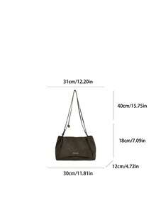 Solid Color Flap Velvet Chain Bag For Women, Fashionable Soft Shoulder Bag, Suitable For Girls, Women, College Students, New Professionals And White-Collar Workers, Perfect For Work, Business, Commute, School - Green - View 5