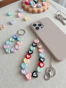 10pcs Cream Pleated Heart Resin Beads, Top And Bottom Hole Loose Beads, DIY Bracelet Phone Chain, Resin Forged Handmade Accessories - Love - View 7