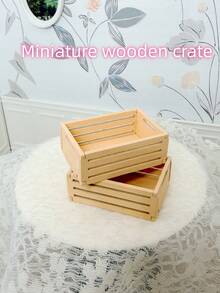 Dollhouse Miniature Square Wooden Basket, Mini Hollow Wooden Slat Square Storage Basket, Wooden Decorative Accessory, Desktop Micro Scene Small Ornament - Multicolor - View 6