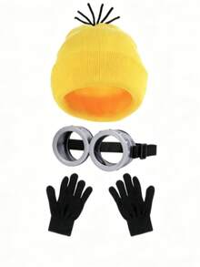 1pc/3pcs Knitted Hat, Unisex, Yellow Knitted Hat, Suitable For Halloween, Christmas And Other Occasions, Soft And Fashionable, Yellow, Perfect Choice For Parties And Holiday Celebrations. - Multicolor - View 2
