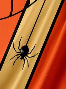 Men's Halloween Orange Spider Print Casual Short Sleeve Shirt - Multicolor - View 6