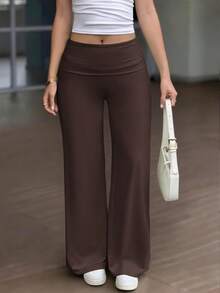Women's Spring/Summer High Waist Yoga Casual Soft Elastic Sports Pants - Brown - View 8