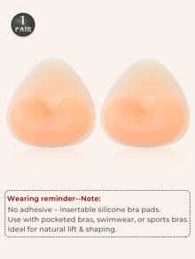 1 Pair Triangle Silicone Breast Pads, Women's Push-Up Self-Adhesive Bra Pads, Thickened Sponge Lining, Invisible Waterproof For Swimsuit Bikini - Multicolor - View 15