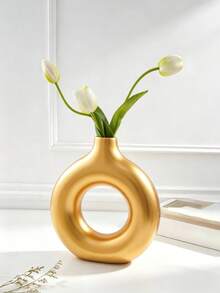 Modern Nordic Style Vase - Matte Gold, White, Minimalist Decorative Item - 1PC - View 8