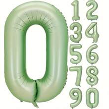 1pc 32 Inch Vintage Foldable Aluminum Foil Number Balloon, Movie Theme Olive Green Number Shape, Individually Packaged, Photo Prop Party Decoration, Suitable For Birthday, Anniversary, Holiday Decoration (0-9 Years, 10 Years, 20 Years) - Number Balloons - View 2