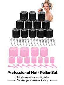 Bộ 27 cái lô cuốn tóc nhựa tự bám, dụng cụ làm tóc xoăn không nhiệt, dụng cụ tạo kiểu tóc giá rẻ - Nhiều màu - Xem 6