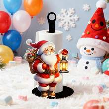Tempat Tisu Dapur Meja Natal, Desain Lentera Santa Claus, Tempat Tisu Dapur, Ornamen Dekorasi Pesta Natal - B-hitam - View 4