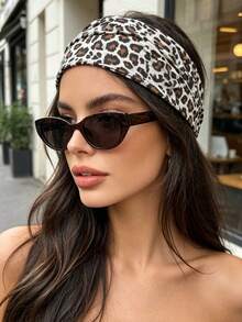1pc Animal Print Twist Headbands For Women,Soft Elastic Wide Turban Head Wraps,Leopard Zebra Pattern Hair Band, Boho Styling Hair Accessories - Multicolor - View 1