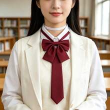 Pre Tied Necktie And Bow Tie Set Solid Color JK College Style Adjustable Neck Tie Bow For Men Women Shirt Matching School Uniform Accessories - Multicolor - View 12