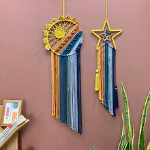 1pc Macrame Wall Hanging Bohemian Style Dream Catcher Landscape Tapestry Creative Star Moon Sun Background Wall Bed Headboard Decor - Multicolor - View 8