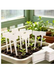 20pcs T-Shaped White Plant Labels, Waterproof Weather-Resistant Plastic Garden Markers, Easy To Write Indoor/Outdoor Yard Garden Plant Tags - Multi-color - View 2