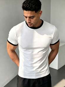 ZYNTH BALENO Men's Summer Fashion Crew Neck Short Sleeve T-Shirt, Suitable For Gym, Outdoor Sports, White - White - View 5