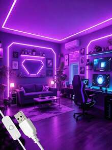 Purple LED Neon Light Strip, One-Touch Switch, IP67 Waterproof, Flexible And Cuttable, Flicker-Free Neon Light String, Suitable For Game Room, Bar, Patio, Christmas Holiday Party And Other Indoor/Outdoor DIY Wall Decoration - Neon LED Strip - View 2