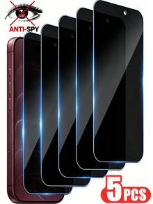 5 Buah Kaca Tempered Pelindung Layar Cetak Sutra Kompatibel dengan iPhone Duo/18 Pro Max/18 Pro/17 Pro Max/17 Pro/17e/17/16 Pro Max/16 Pro/16 Plus/15 Pro Max/15 Pro/15 Plus/14 Pro Max/14 Pro/14 Plus/13 Pro Max/13 Pro/13 Mini/12 Pro Max/12 Pro/12 Mini/11 Pro Max/11 Pro/11/XS Max/XS/XR/X/8P/8, Pelindung Layar Anti-Spy Full Coverage, 9H Anti-Gores Anti-Sidik Jari Bebas Gelembung - Hitam - View 1