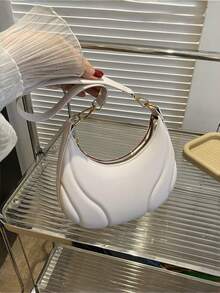 1pc Crescent-Shaped PU Leather Shoulder Bag, Fashion Minimalist Solid Color Women's Underarm Bag, All-Season Style, Minimalist Solid Color Shoulder Bag - Multicolor - View 17