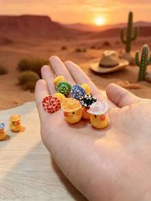 10pcs/Set | Mini Size, Handmade Resin Figurines, Cute & Playful Cowboy Duck Style, Cowboy Hat Pattern Duck, Compact Tiny Shape, Exquisite Details, DIY Landscape Decoration Accessories, Suitable For Aquarium, Dollhouse, Garden, Home Desktop, Perfect For Party, Christmas And Holiday Indoor/Outdoor Decoration Projects - Multicolor - View 2