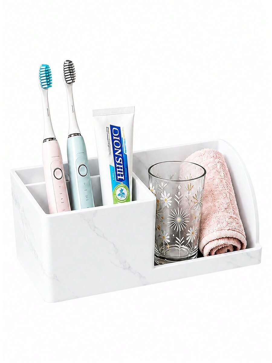 Bathroom Toothbrush And Toothpaste Organizer – 4-Slot Silicone Countertop Holder For Electric Toothbrushes, Toothpaste, And Cosmetics - Multicolor - View 1