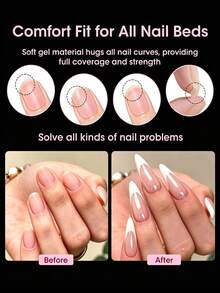 64pcs Almond, Pointed, Oval Shaped Clear Nail Tips, Full Cover Nail Extensions, Multi-Size Clear Nail Tips, Nail Art Supplies, Nail Art, Nail Tips - Clear - View 3