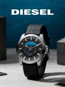 Diesel DZ1659 Men's Sports Quartz Watch, Large Silver-Grey Case, Black Dial With Blue Accent Window, Date Function, Men's Everyday Wear Wristwatch - Black - View 6