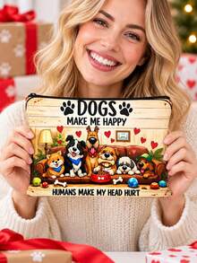 2D Cute Puppy Print Multifunctional Portable Makeup Bag, Travel Multi-Function Toiletry Bag, Essential For All Seasons, Suitable For Airport, Gym, Dorm, Office, Home, Commute And Daily Use, Holiday Gift, Ideal Gift For Dog Lovers - Multicolor - View 3