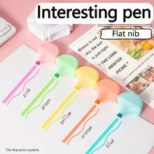1pc 5-Color Highlighter, Fluorescent Marker, Fun Stress Relief, Eye-Protection Color Marker, Key Point Marking Pen, Student Supplies, Planner Pen, Square Tip, Non-Bleeding, Suitable For Student Classroom Marking And Underlining - Colorful Set - View 9
